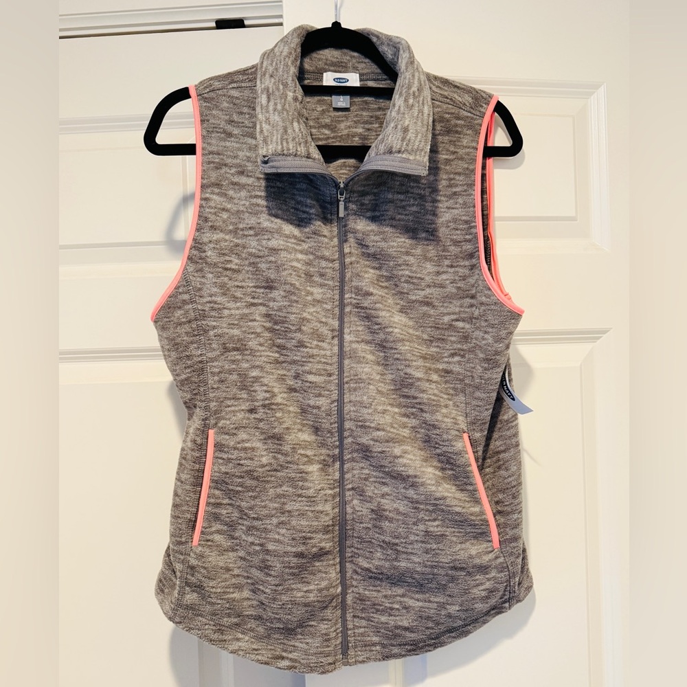 Old Navy Gray and Pink Trim Zip-Up Women's Vest Size L